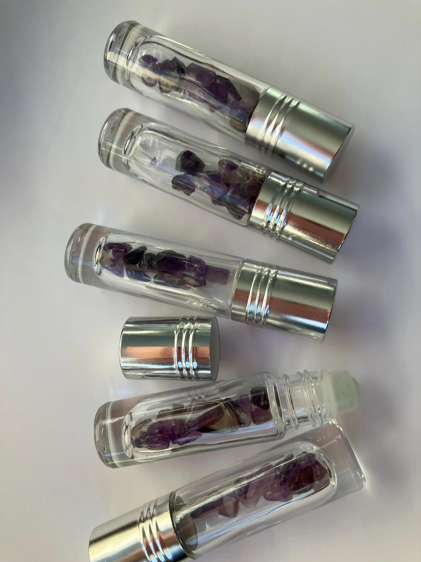 Amethyst fillable roll on bottles (ready to be filled with oils)