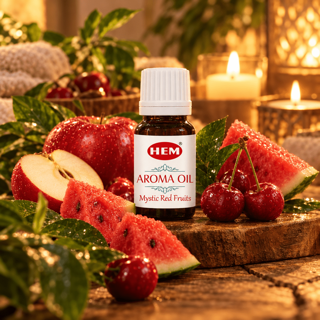 HEM mystic fragrance oils - strawberry, red fruits, musk, amber, rue, clove
