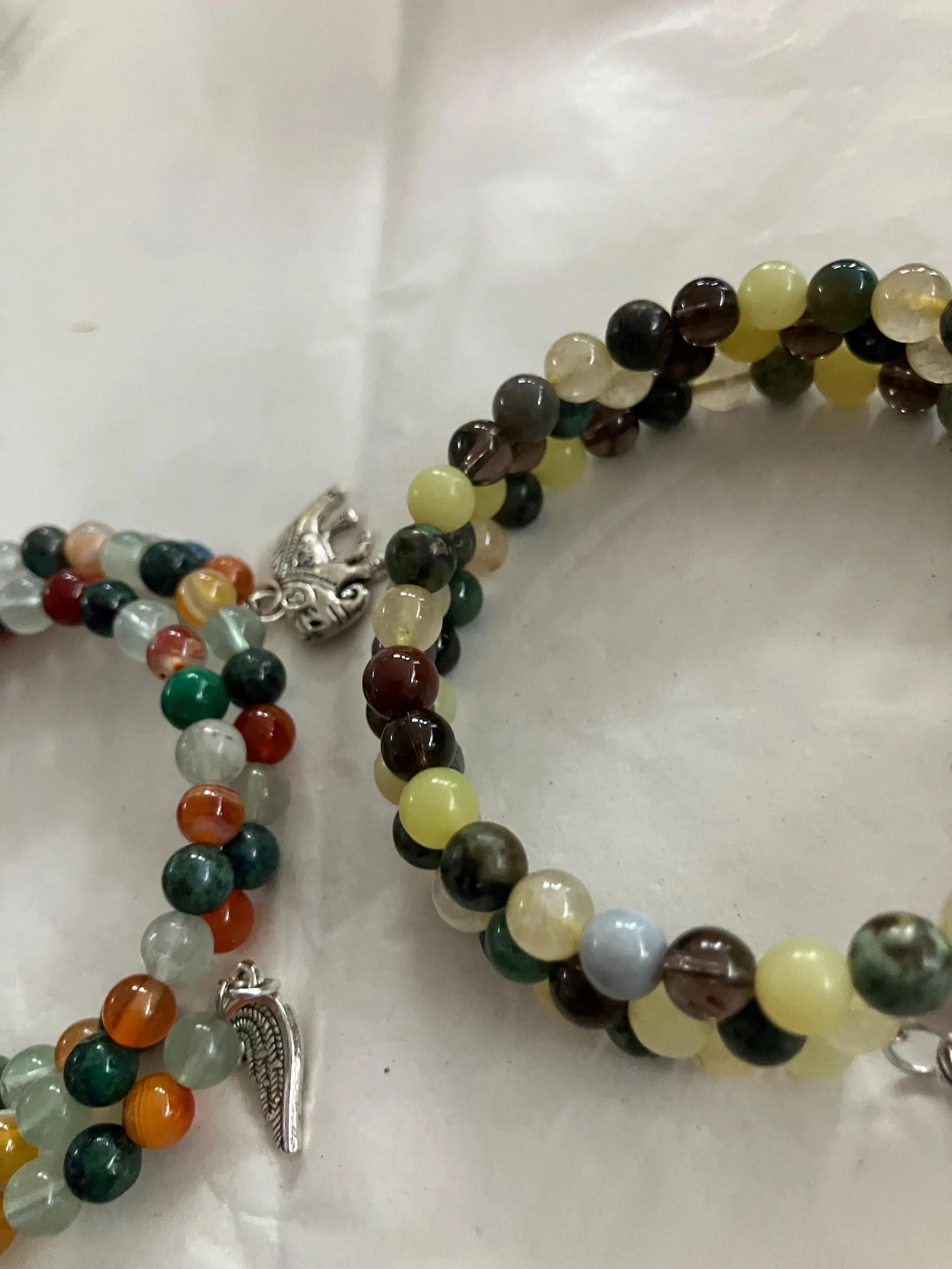 6mm coiled hand made gemstone bracelet
