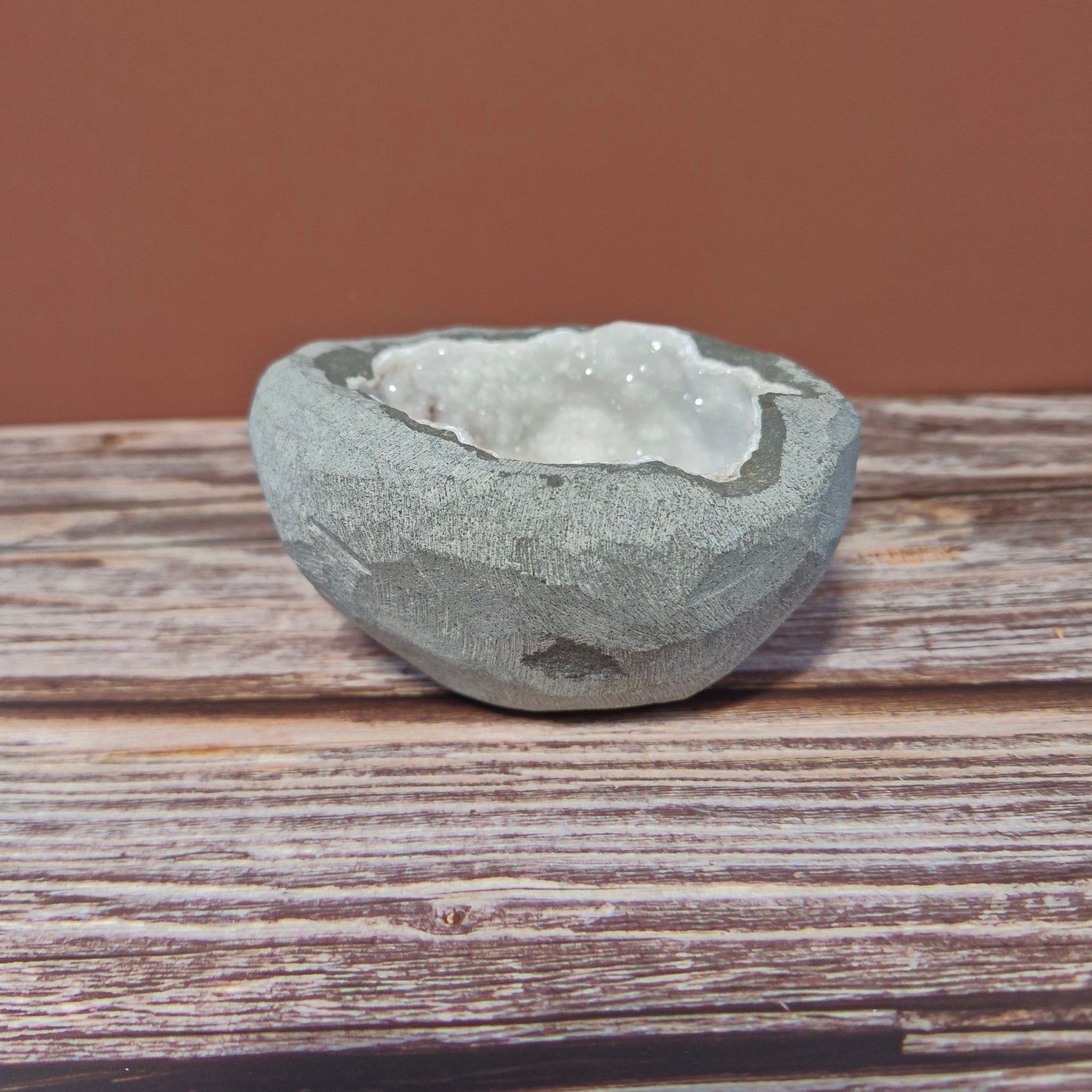 Quartz 'half egg' geode bowl