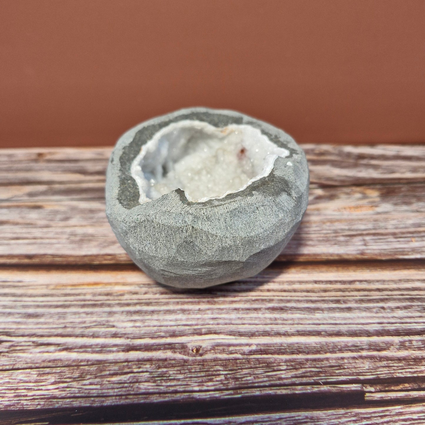 Quartz 'half egg' geode bowl