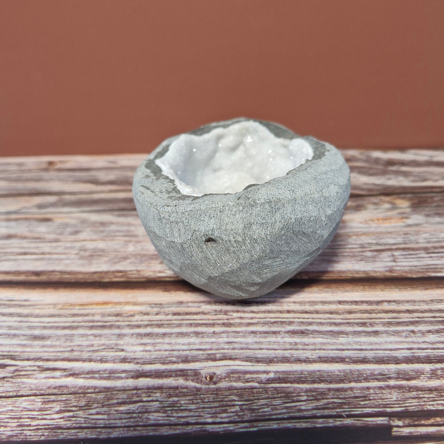 Quartz 'half egg' geode bowl