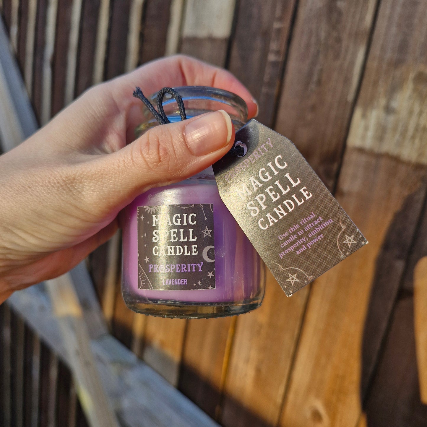 Prosperity (lavender) scented jar spell candle