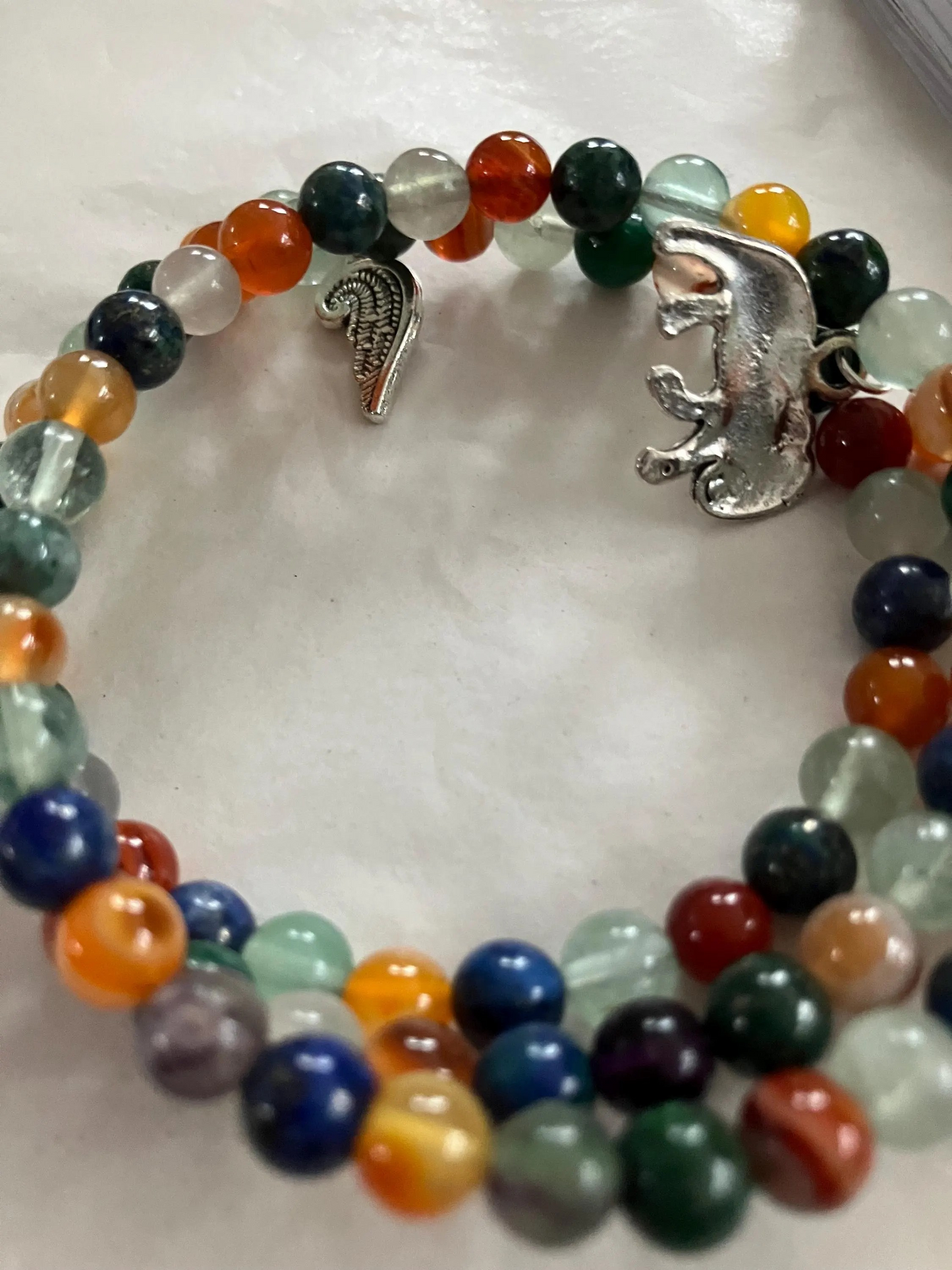 6mm coiled hand made gemstone bracelet