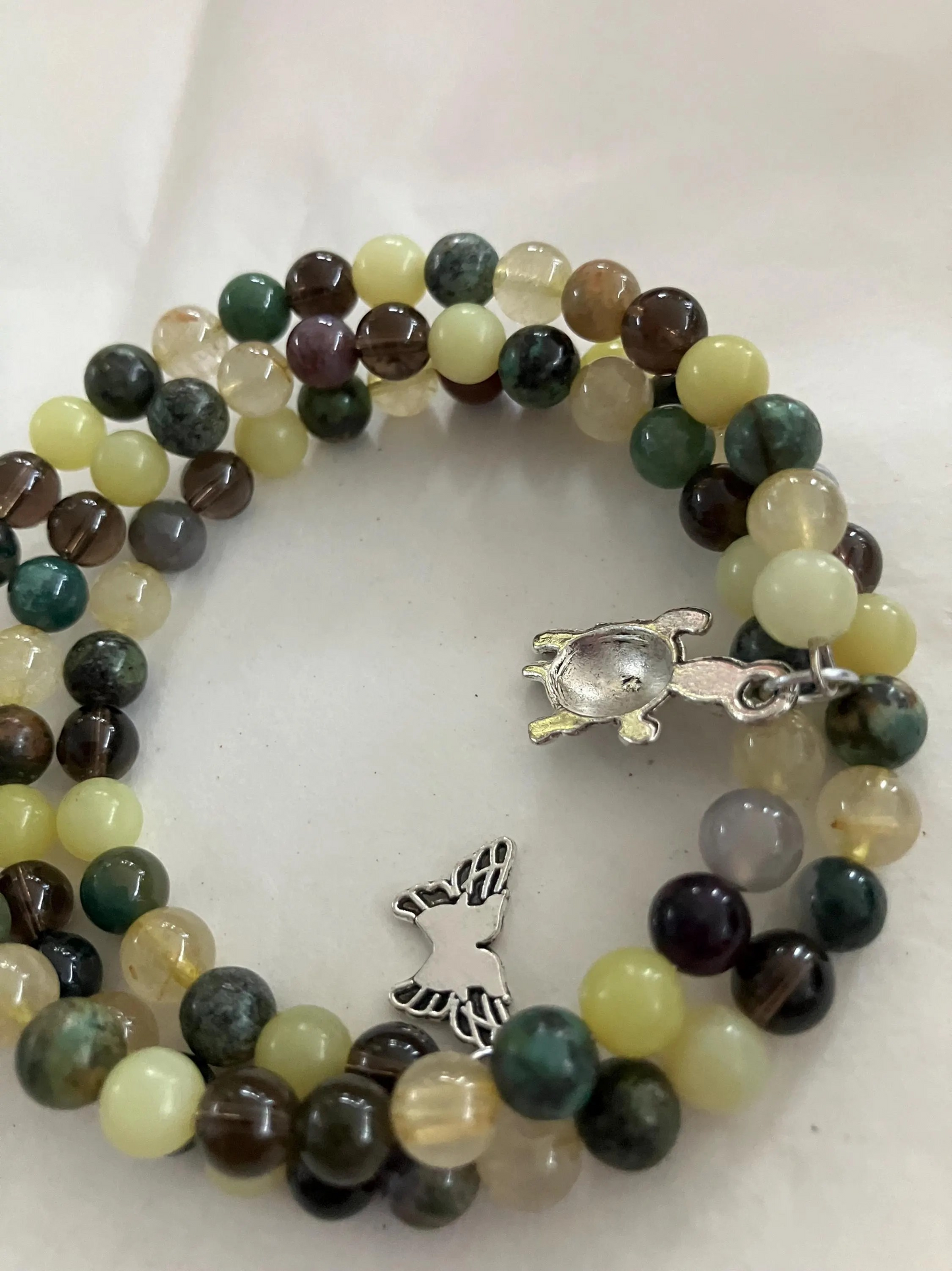 6mm coiled hand made gemstone bracelet