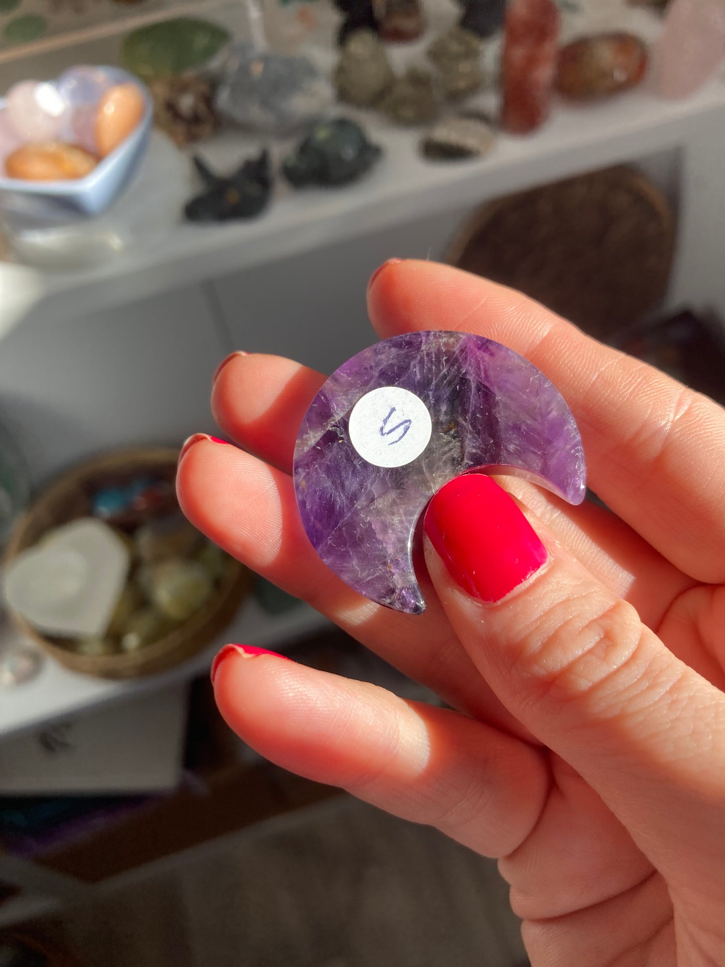 Amethyst moon carving