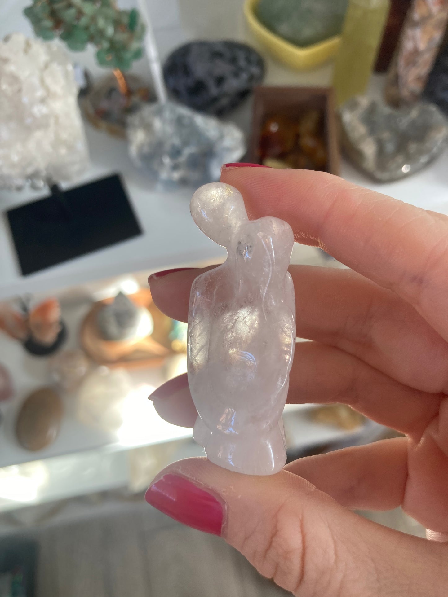 Clear quartz couple carving