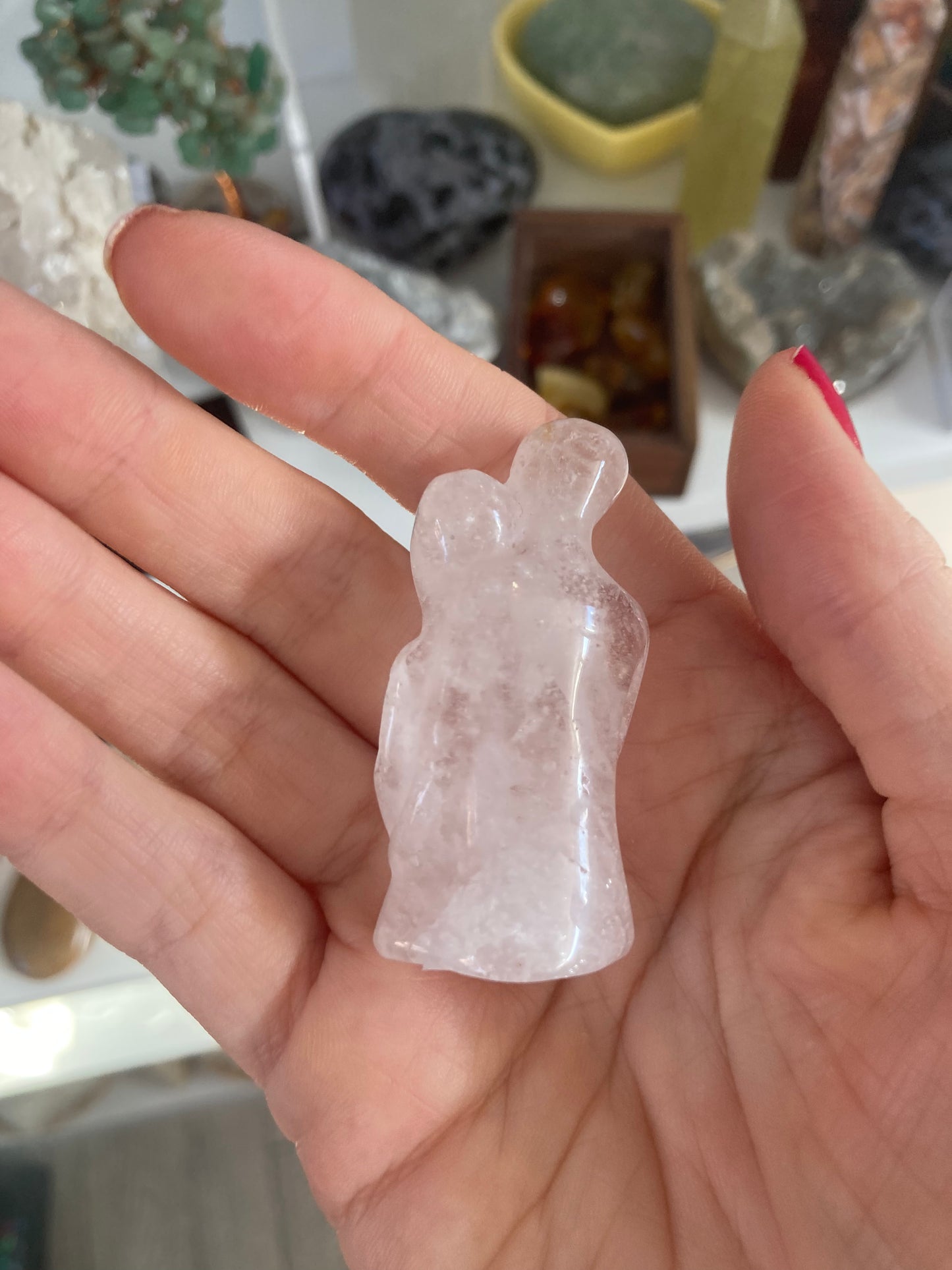 Clear quartz couple carving