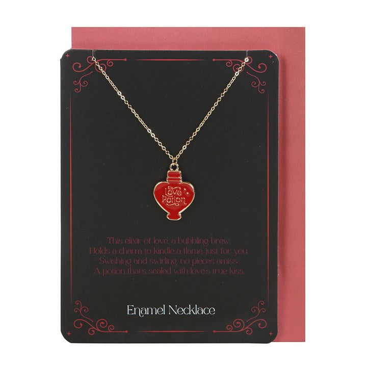 Love Potion Enamel Necklace Greeting Card