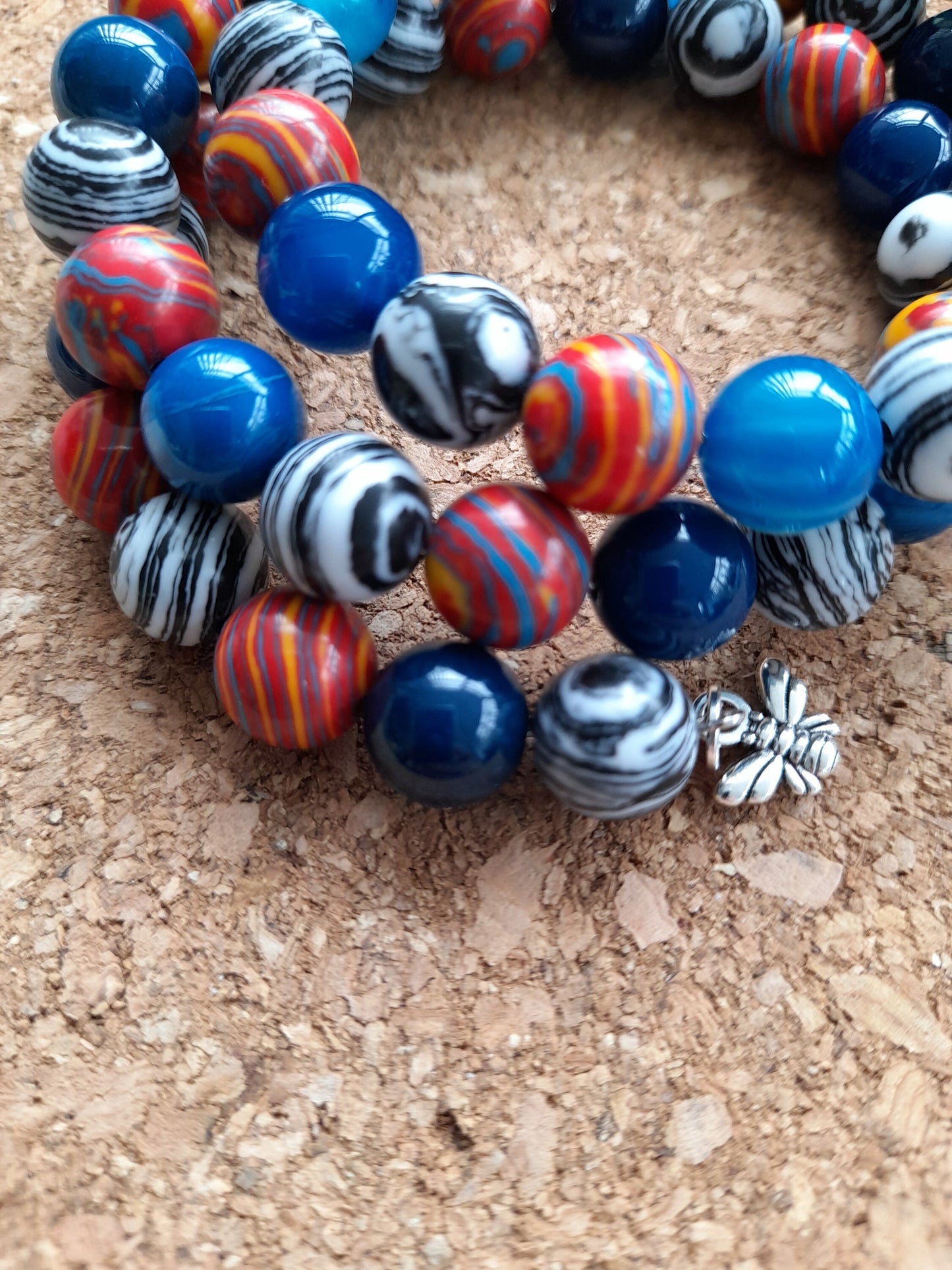 10mm coiled gemstone bracelet malachite agate