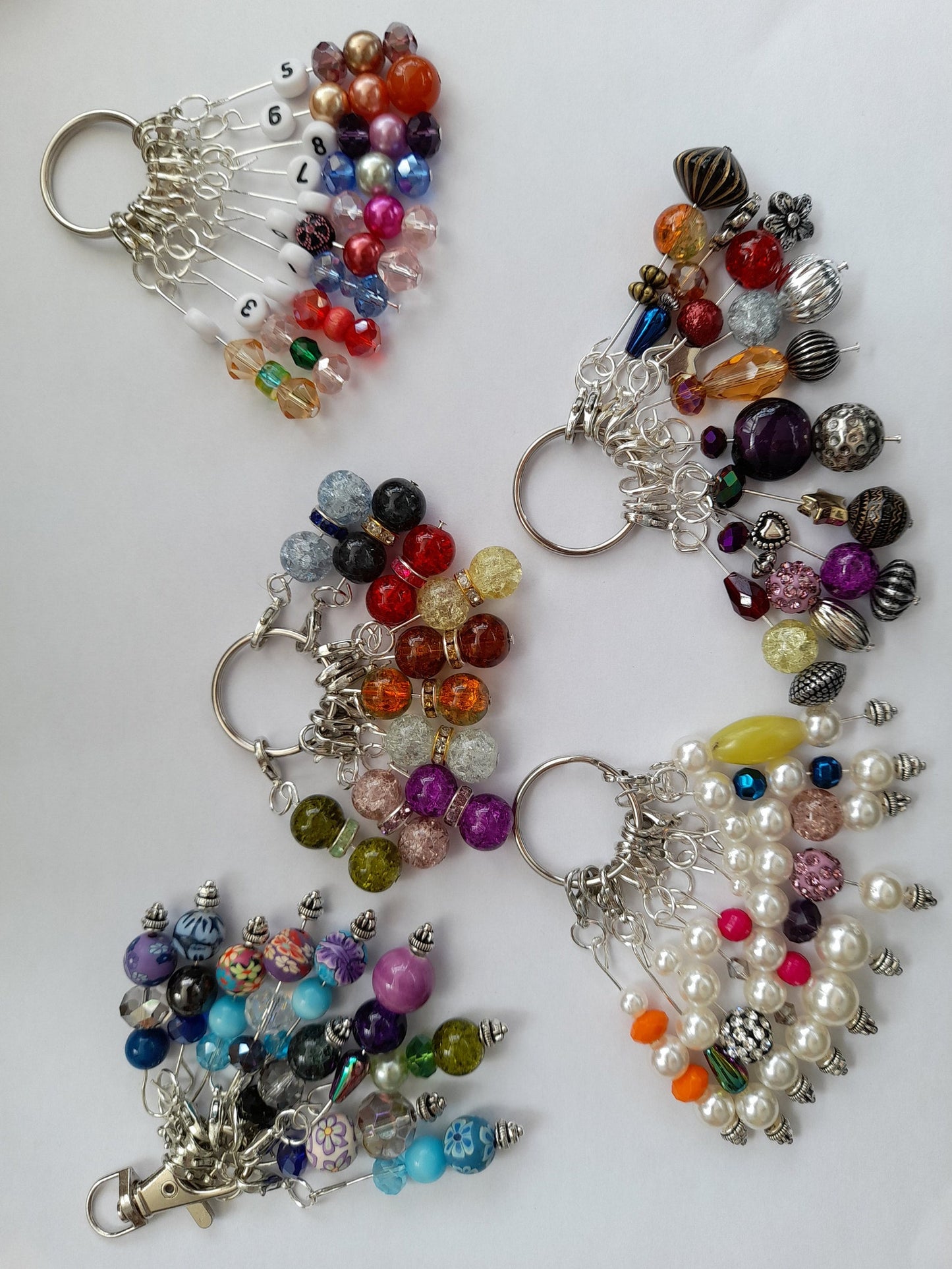 Row stitch markers for knitting, crochet