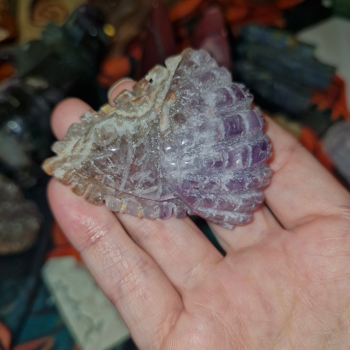 Ocean Fish and Shells Amethyst Carving