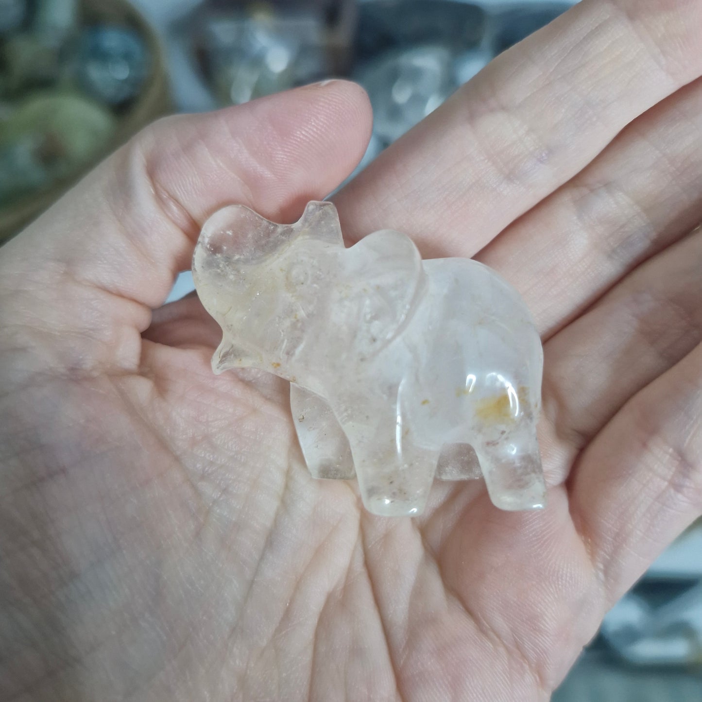 Clear quartz elephants