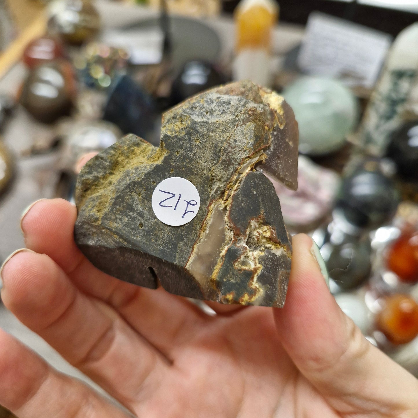 Dark amethyst druzy leaf carving