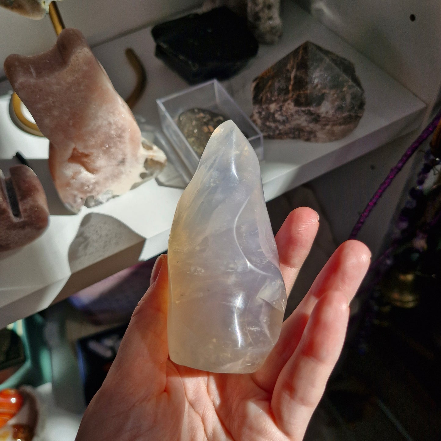 Blue rose quartz flame