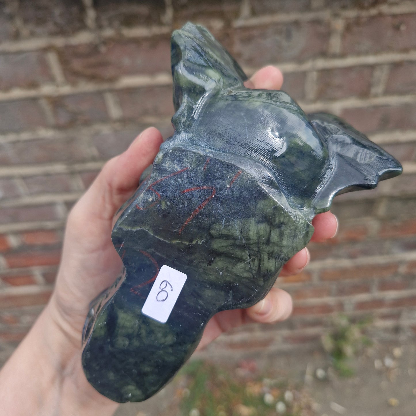 Jade large dragon skull carving