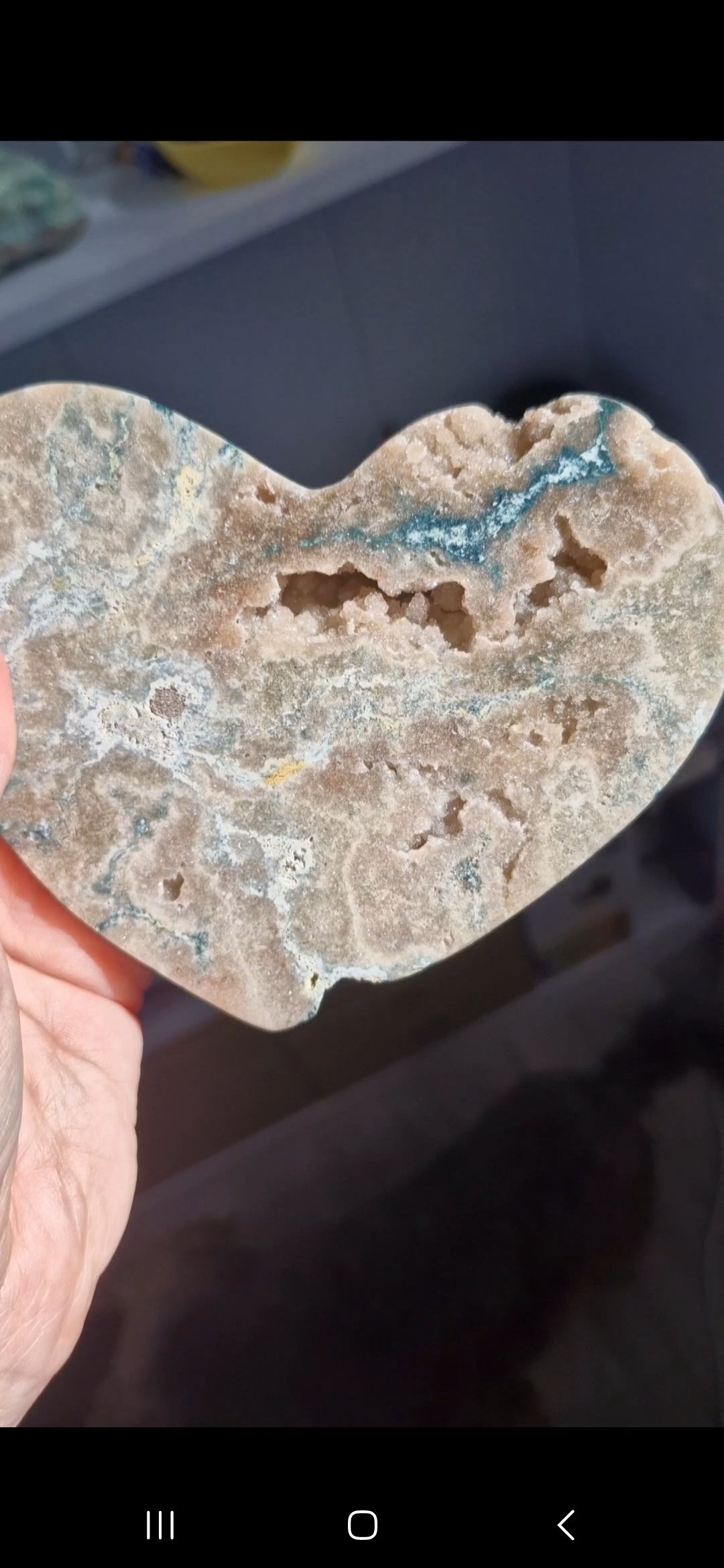 Pink amethyst heart with stand