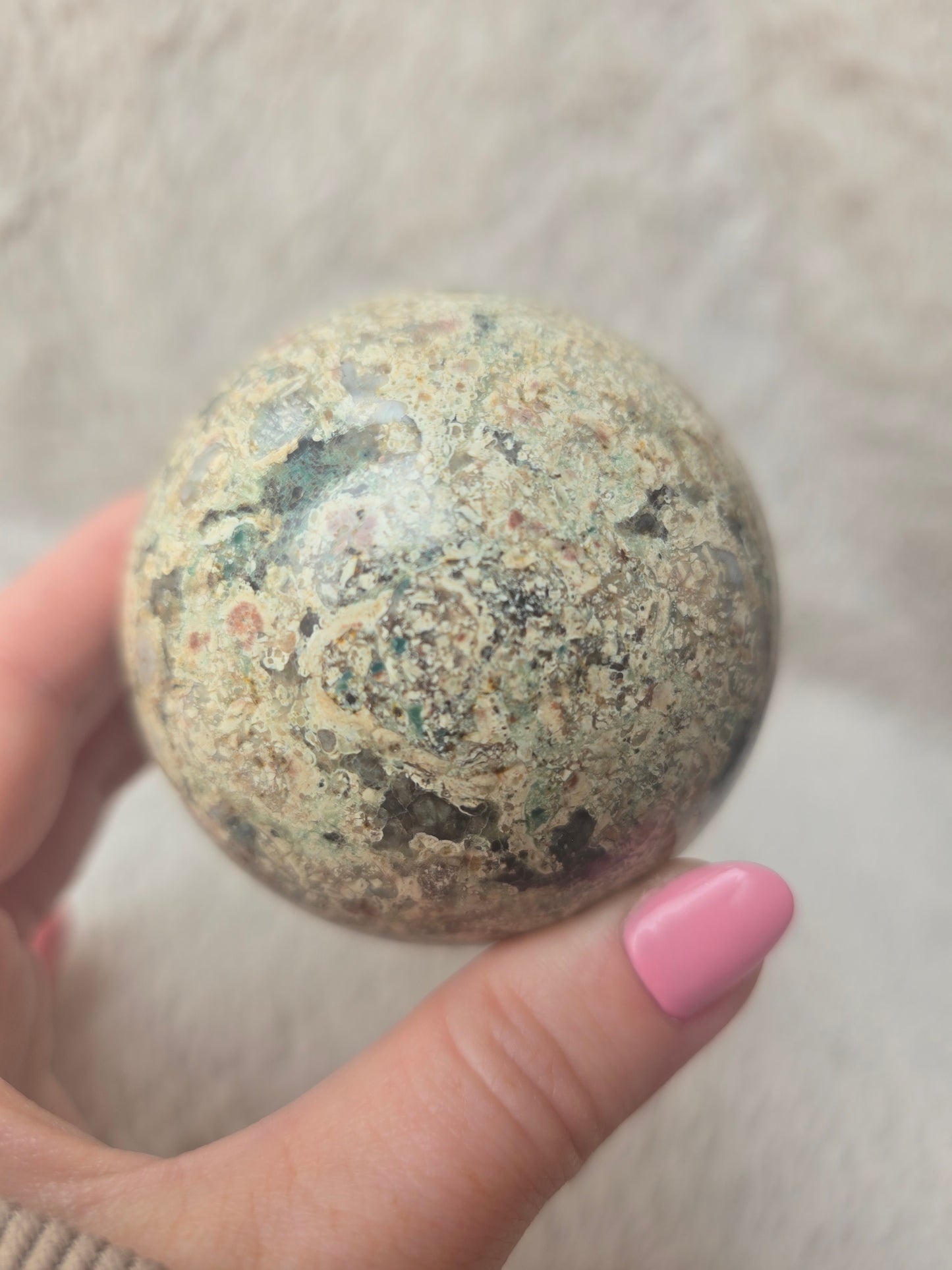 Russian flower agate sphere