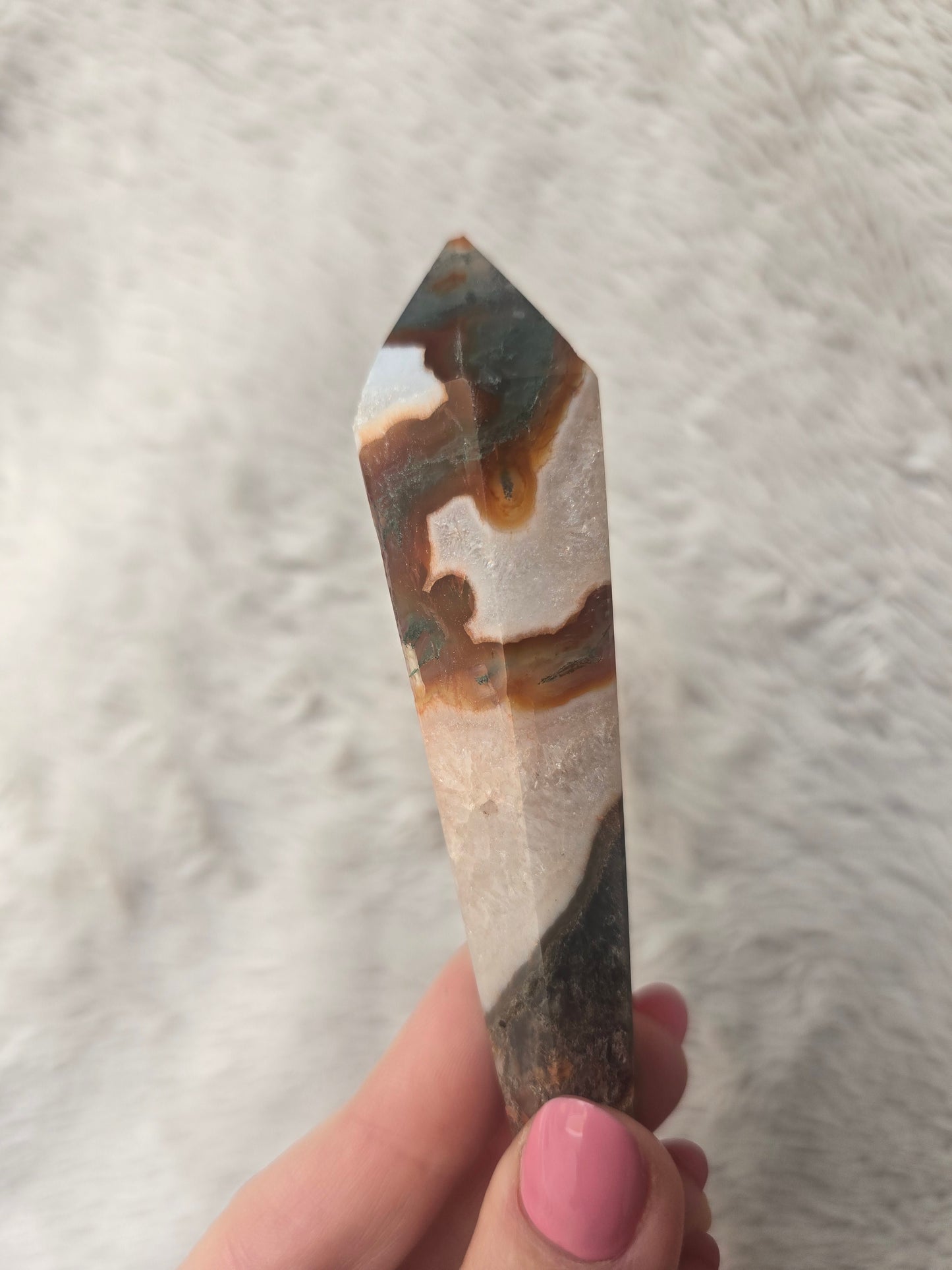 Red moss Agate wand