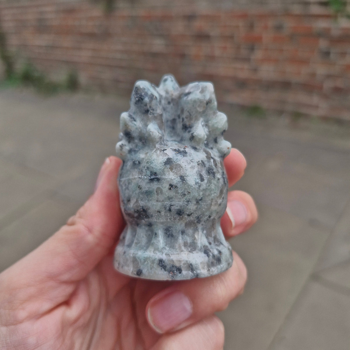 Kiwi Jasper Skull With Crystals Carving 127g