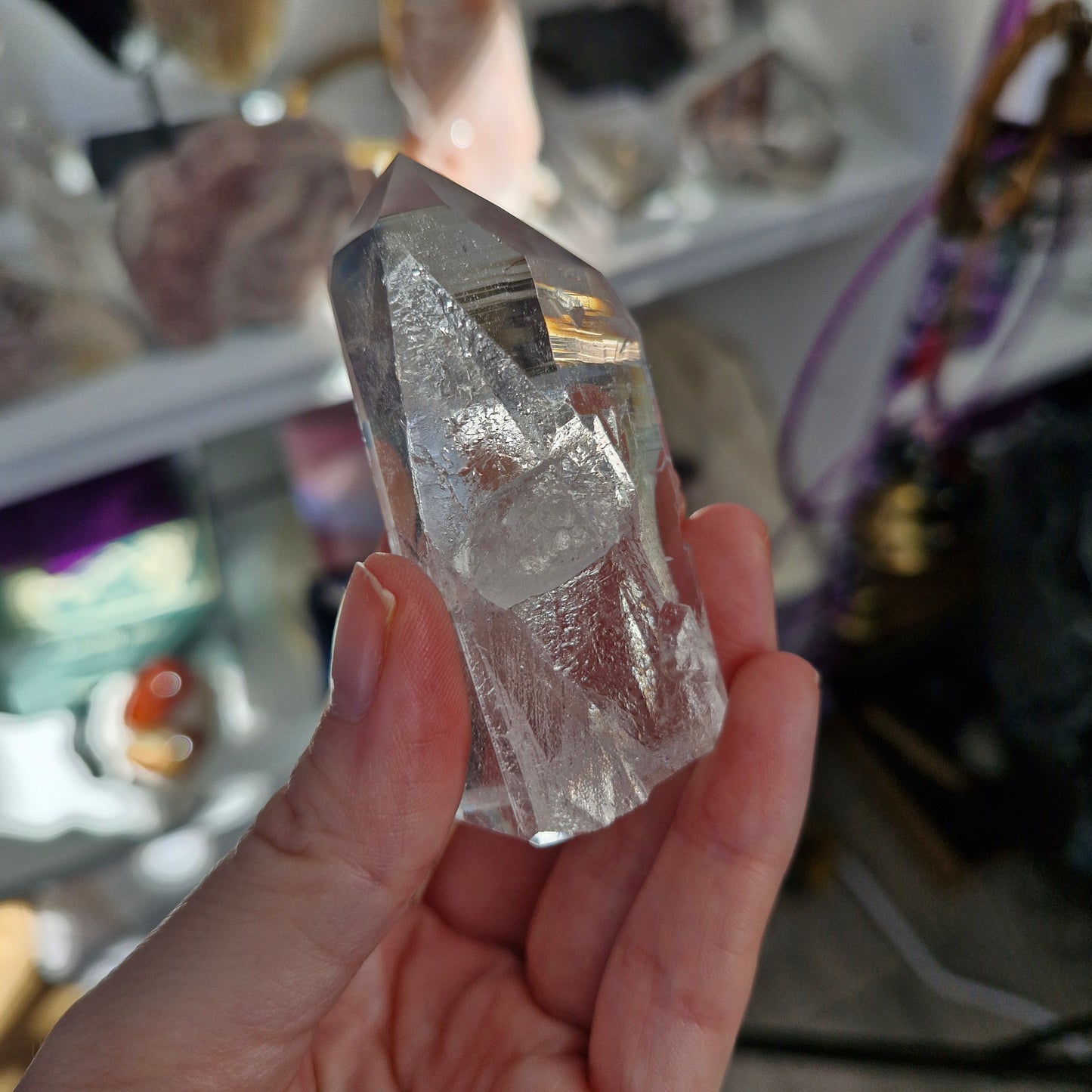 Unusual shape clear quartz tower