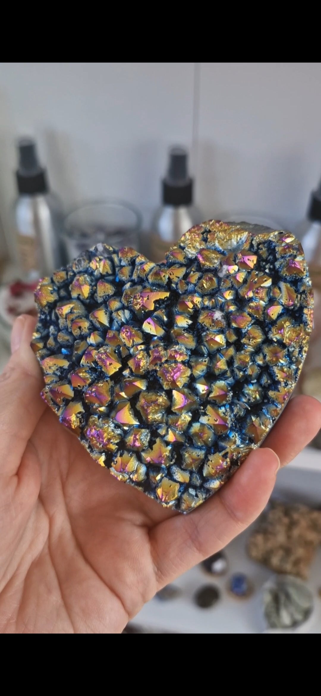 Aura quartz geode heart