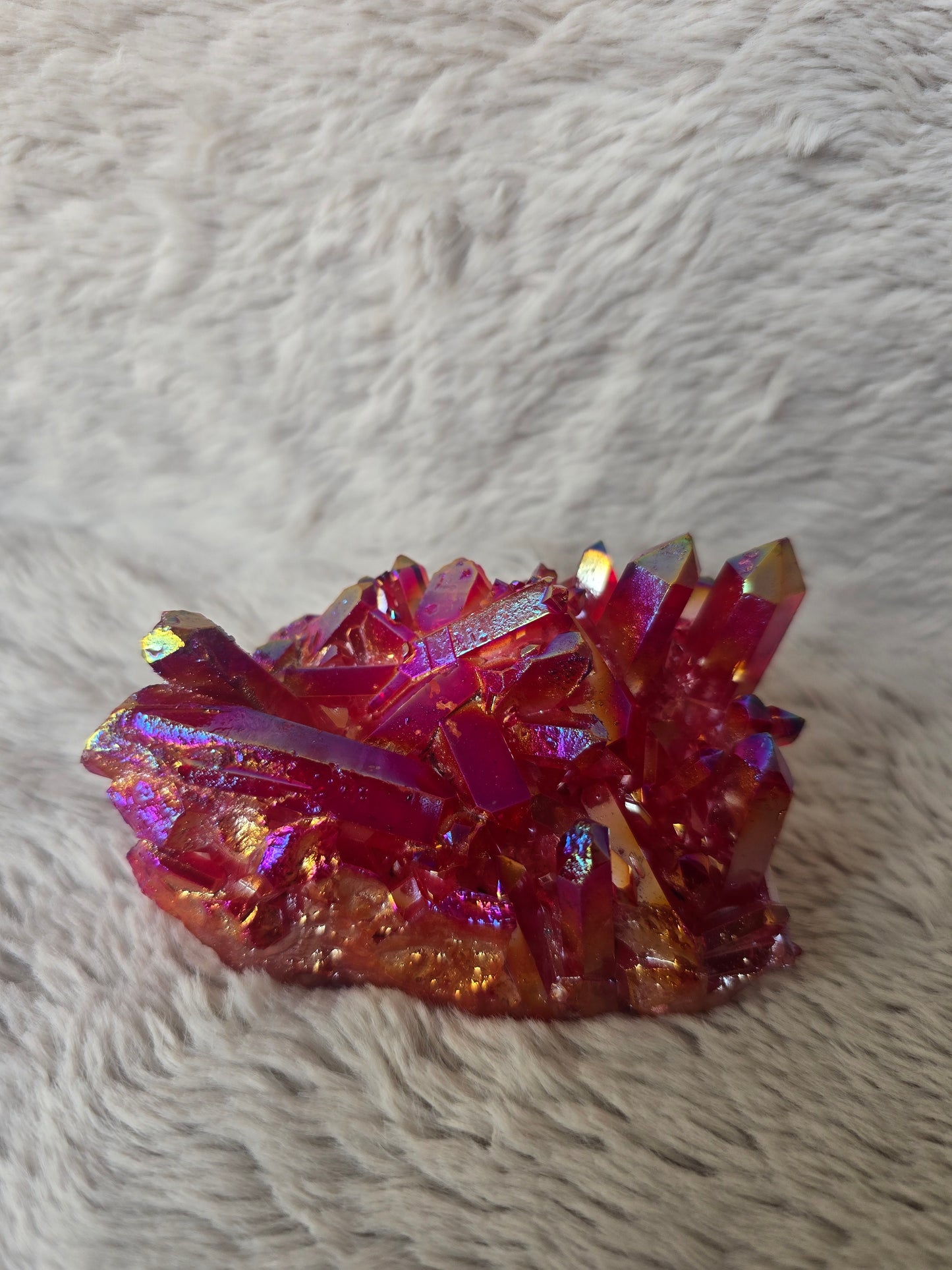 Hot pink Aura Quartz cluster