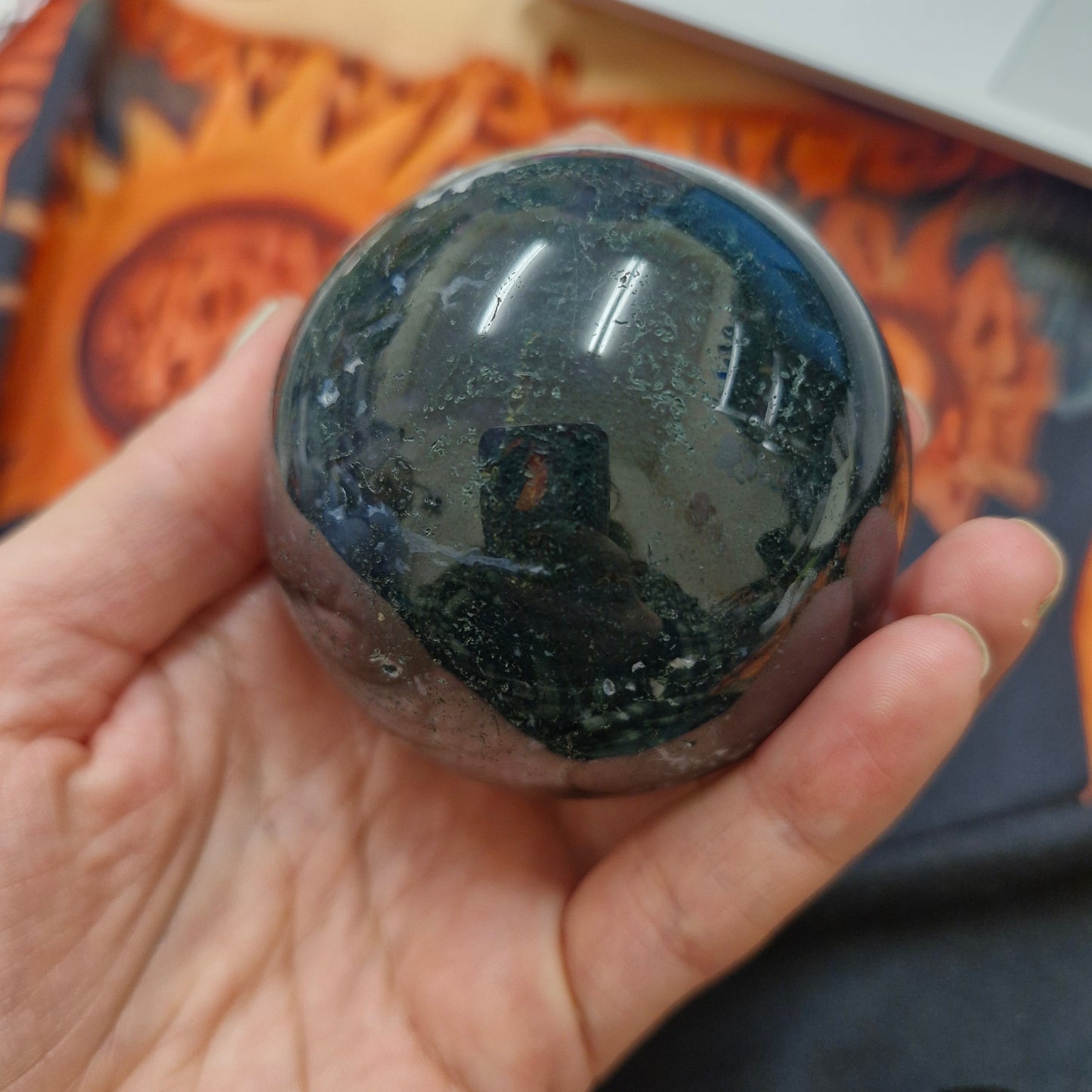 Large Moss agate sphere