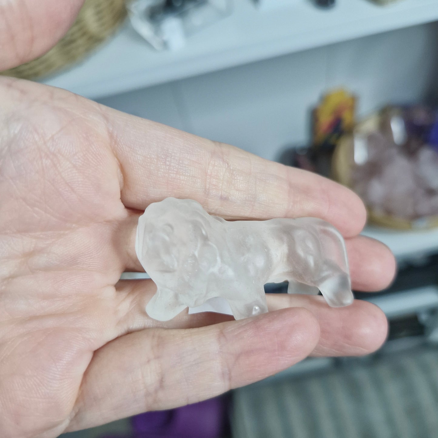 Clear quartz lion