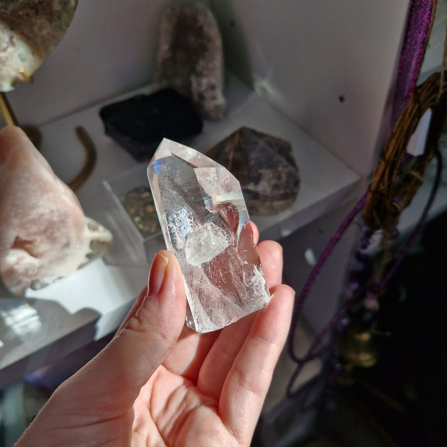 Unusual shape clear quartz tower