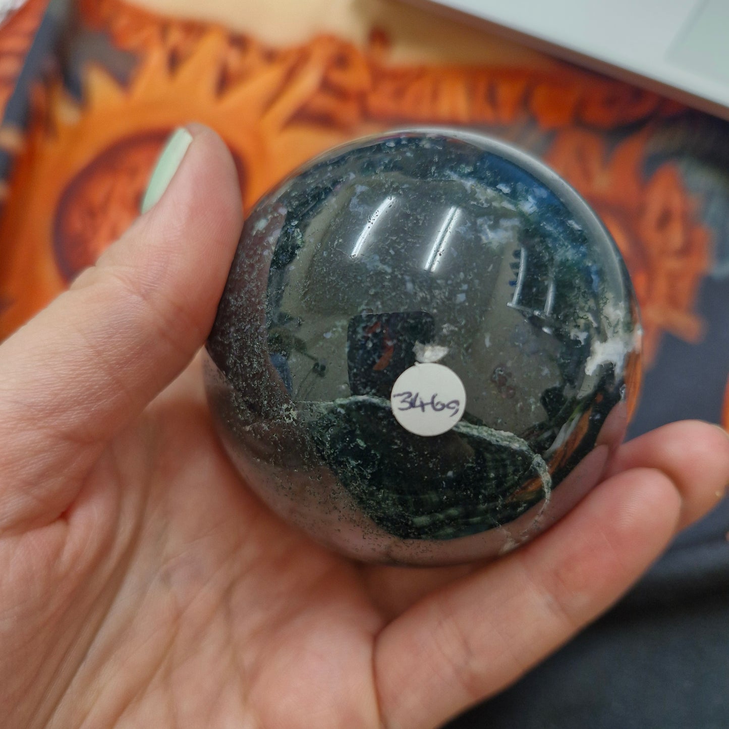 Large Moss agate sphere