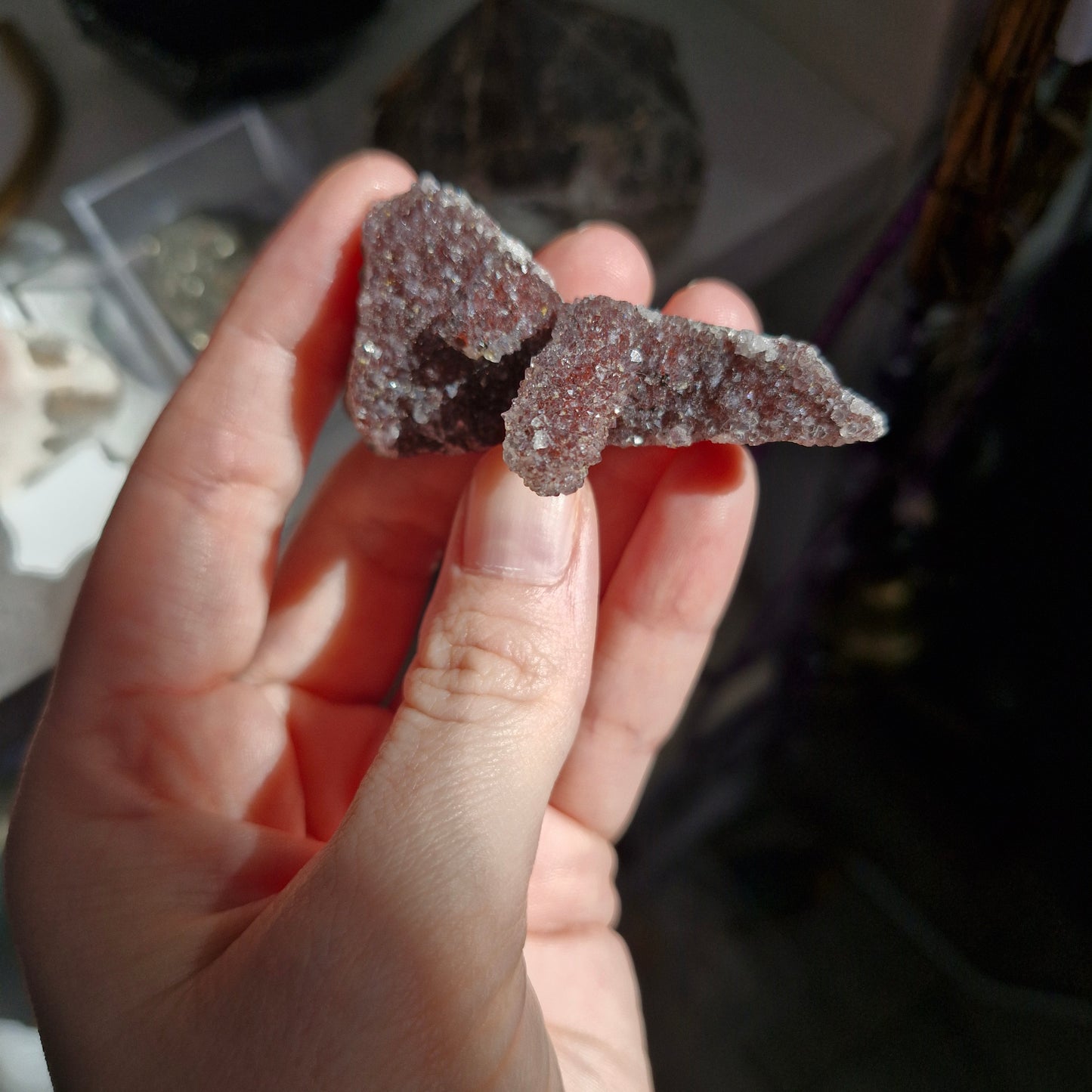 Unusual shape Dark cherry red amethyst geode bed