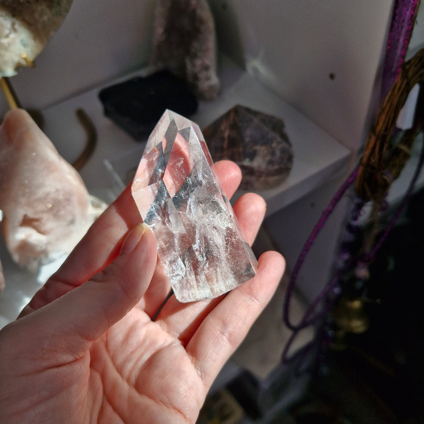Unusual shape clear quartz tower