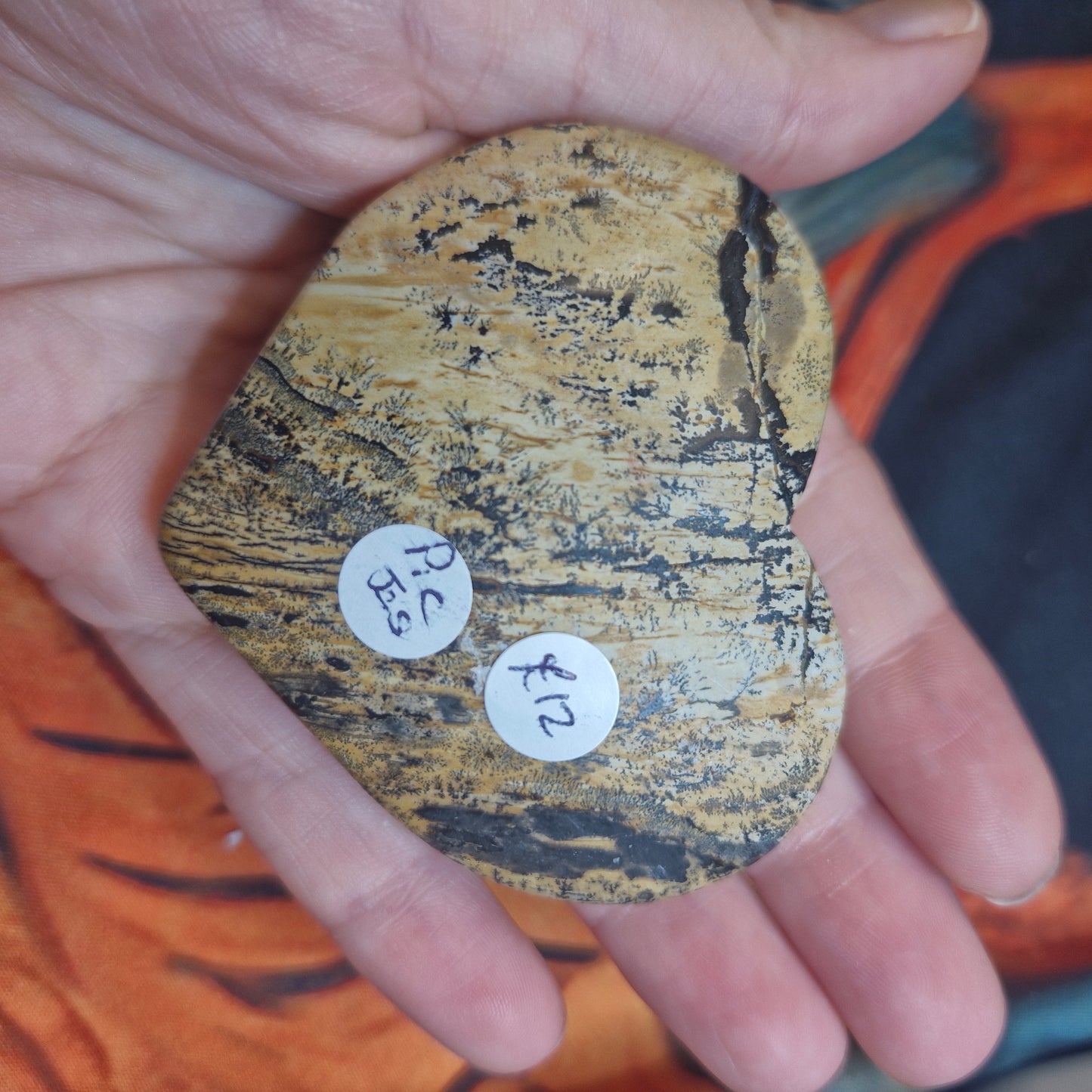 Picture jasper larger heart carving