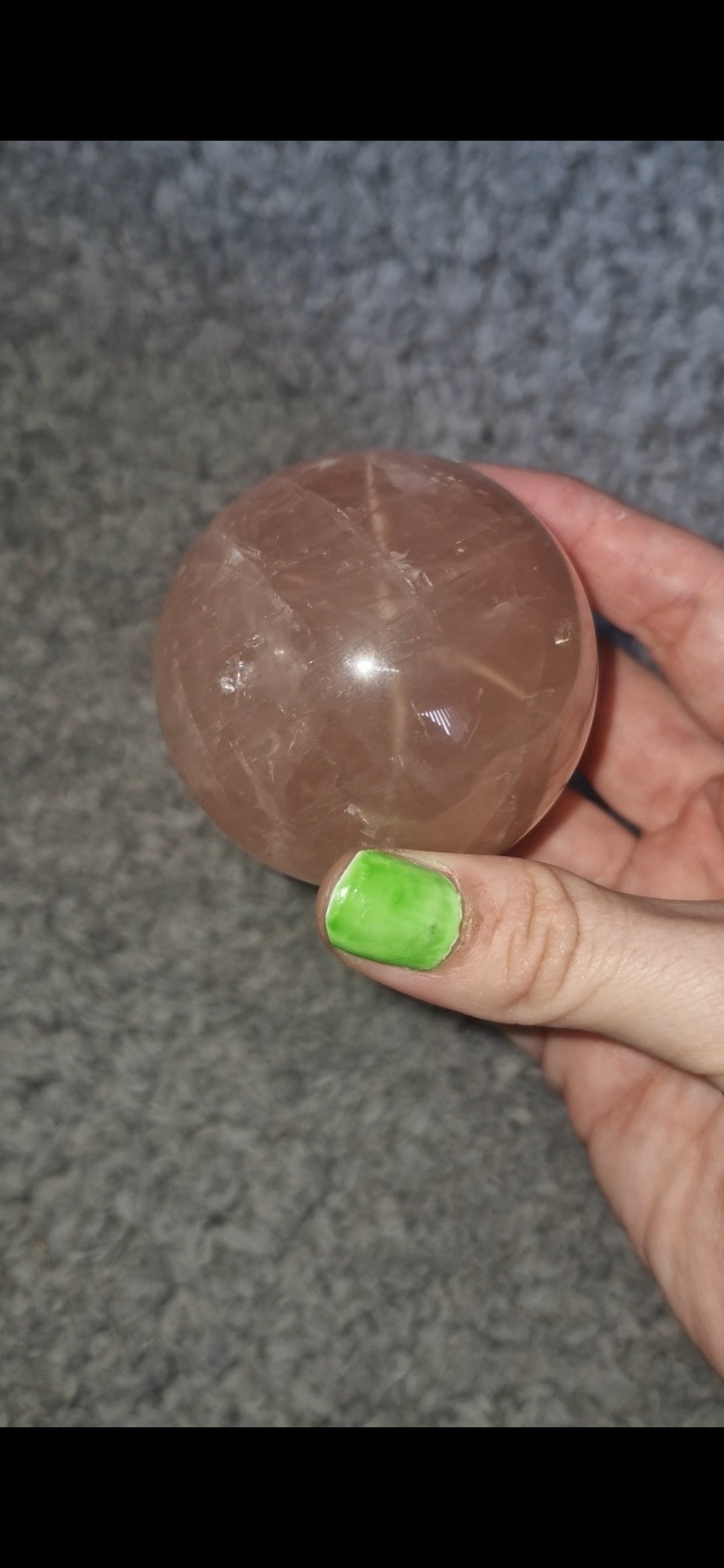 Rose quartz sphere with asterism