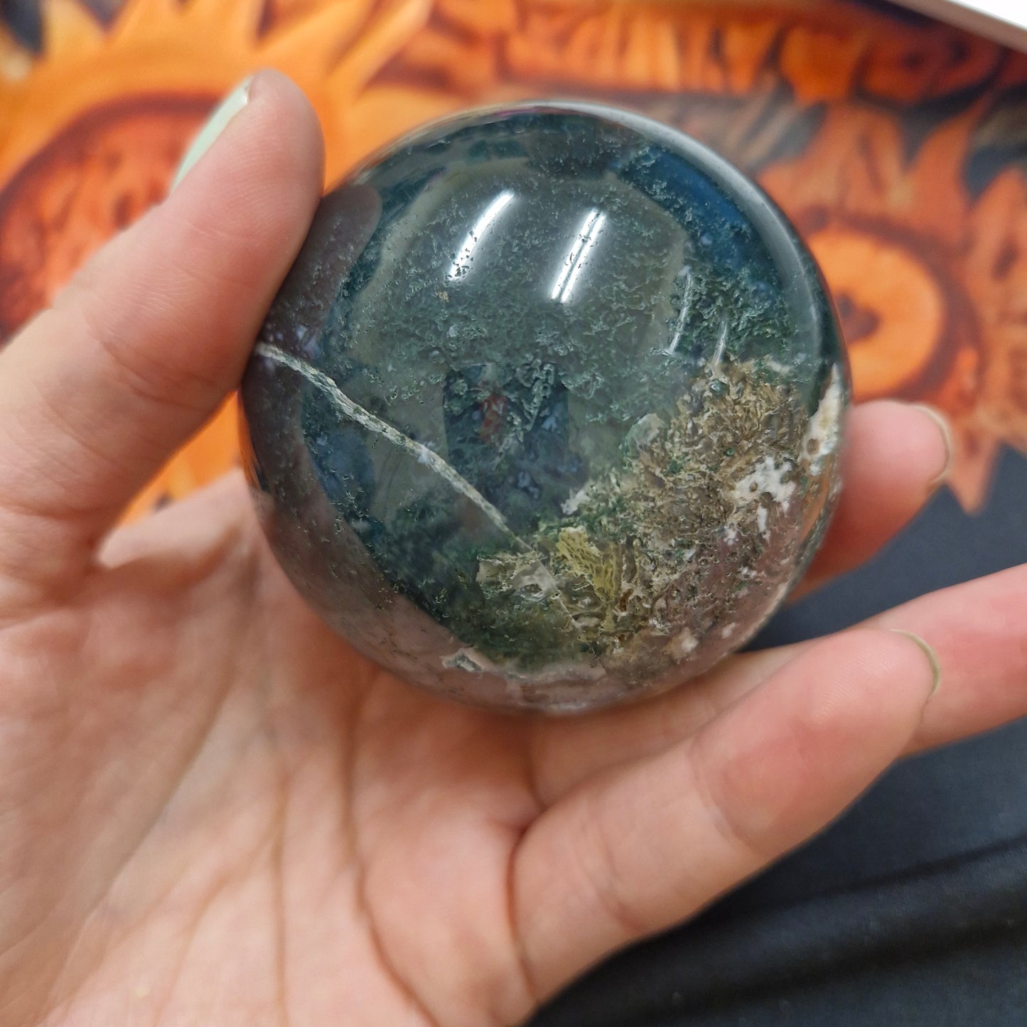 Large Moss agate sphere