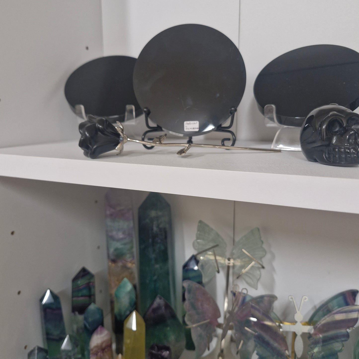 Obsidian Rose on Metal stem carving