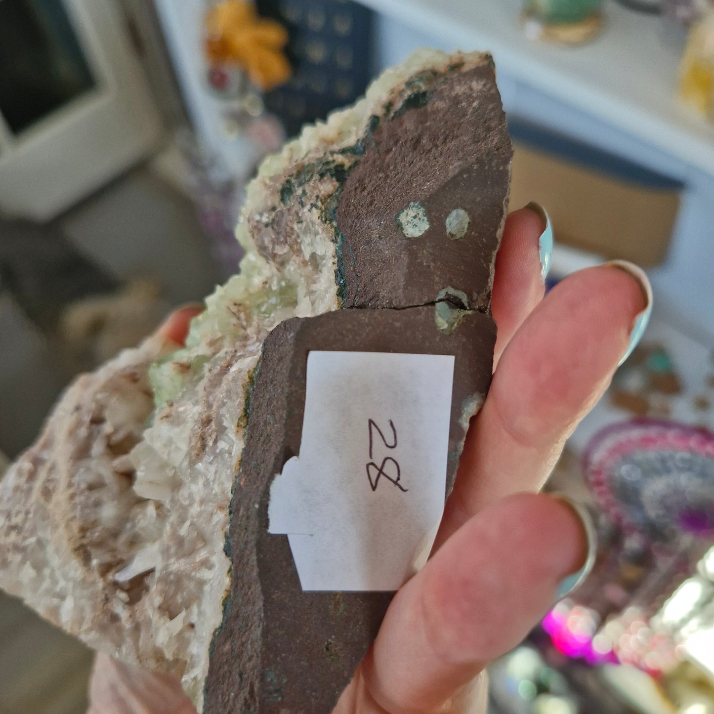 Green apophyllite geode