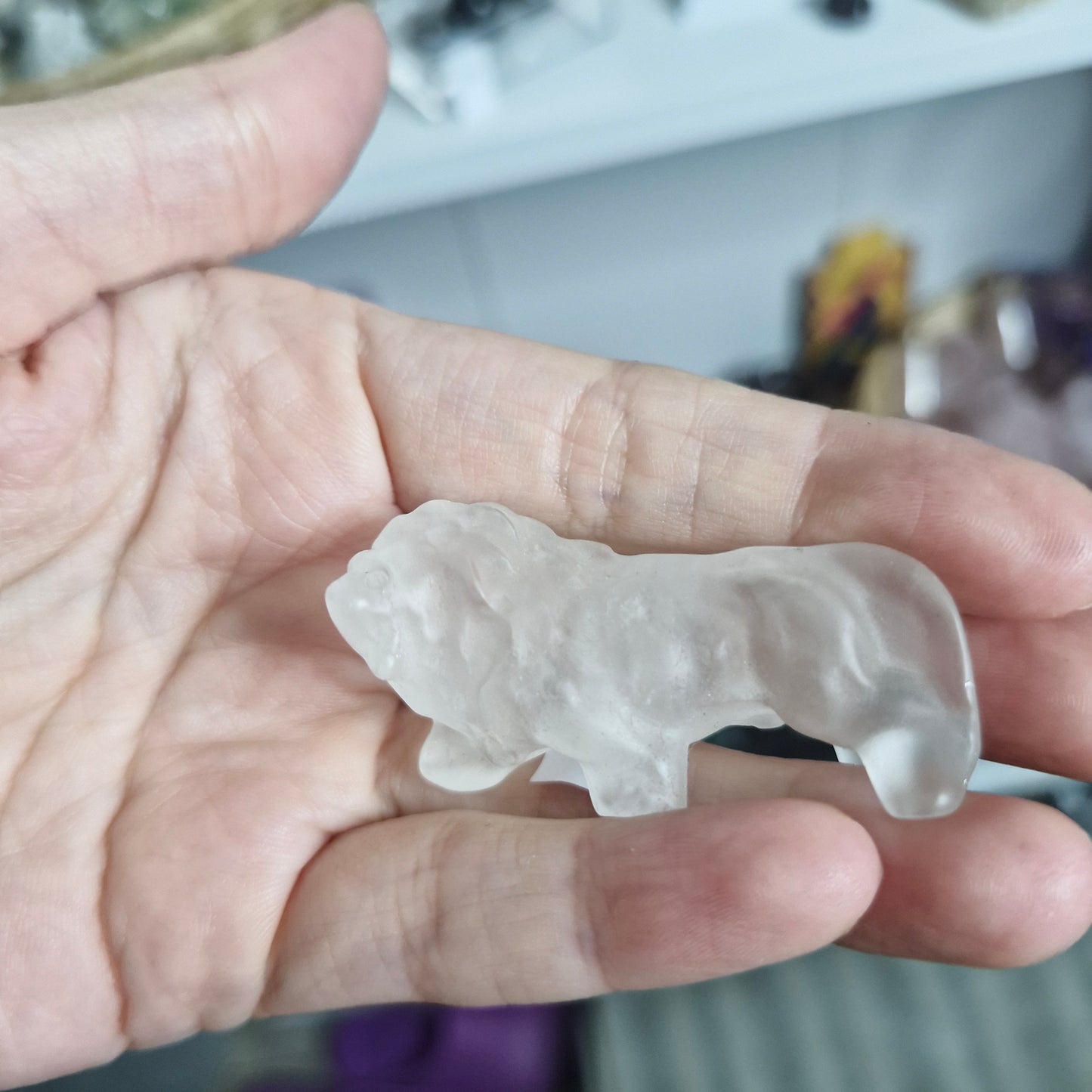 Clear quartz lion