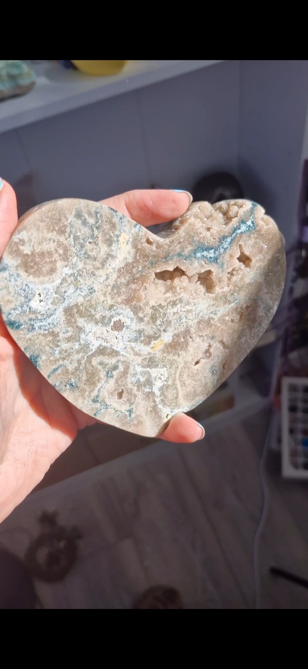 Pink amethyst heart with stand