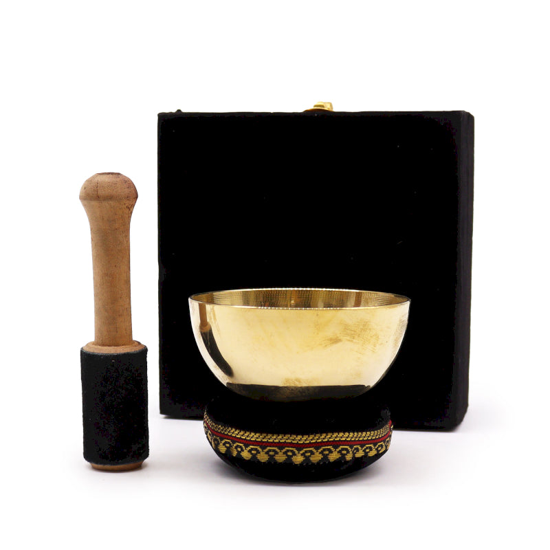 Tibetan Brass singing bowl 9cm gift set