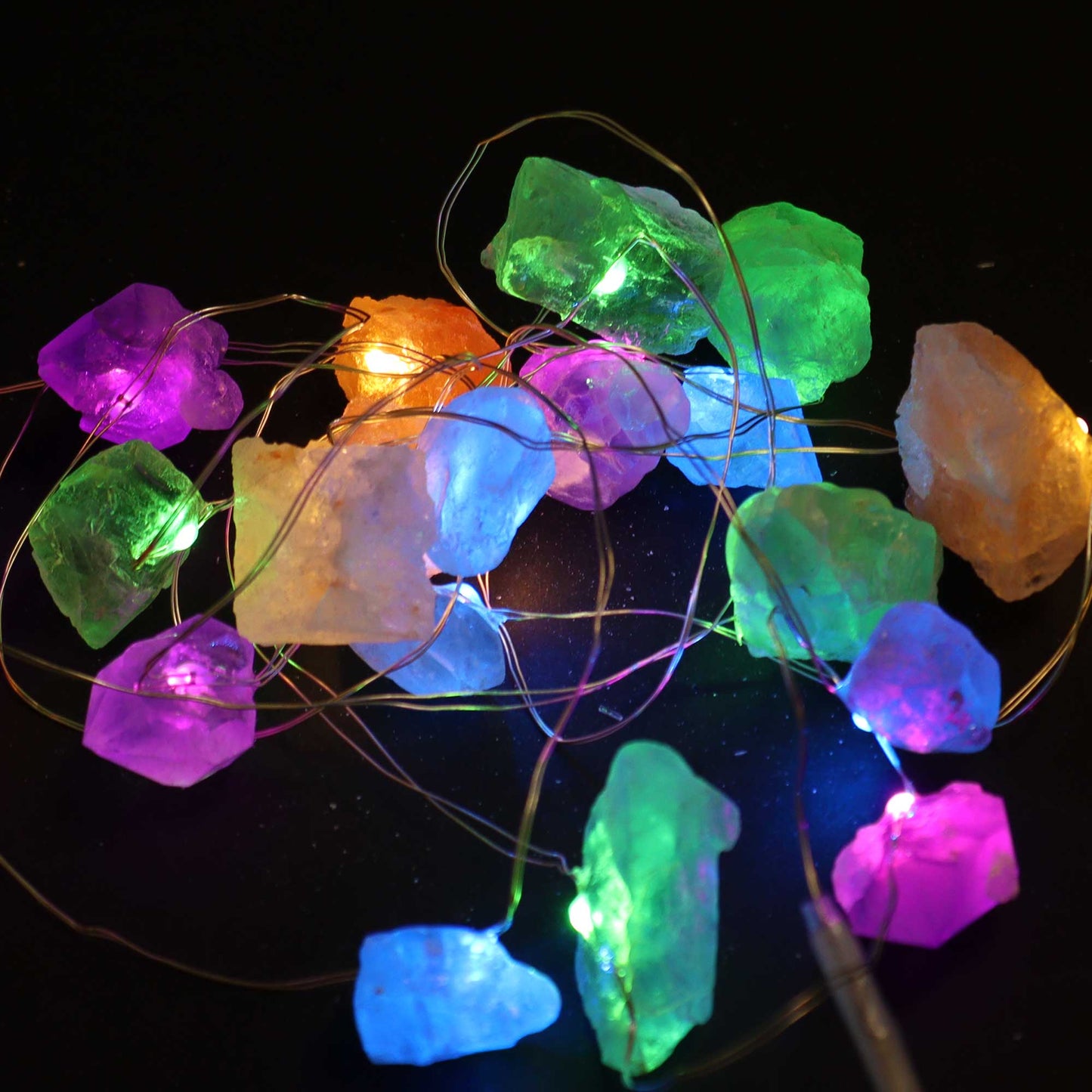 Mixed Raw Crystal USB Fairy Lights