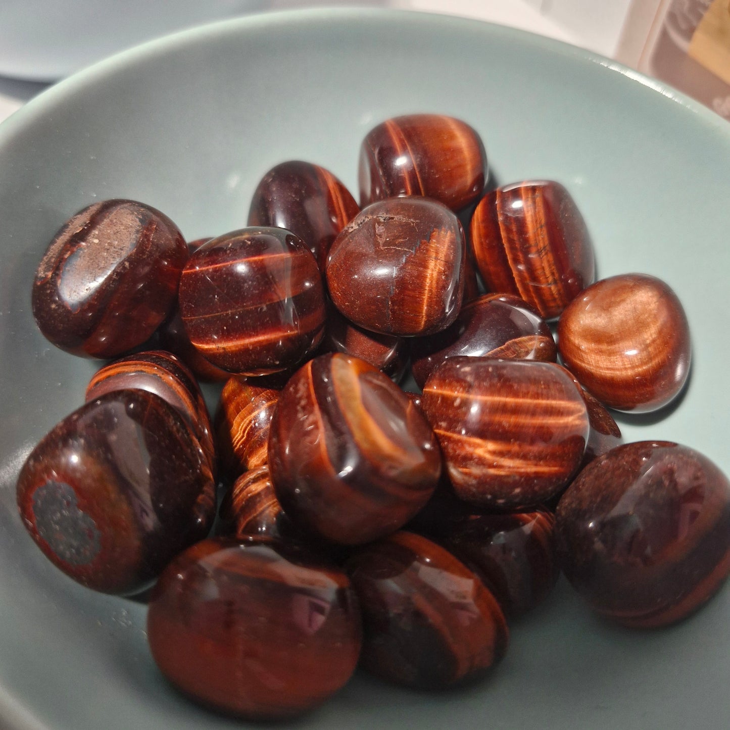 Red Tigers eye tumblestones