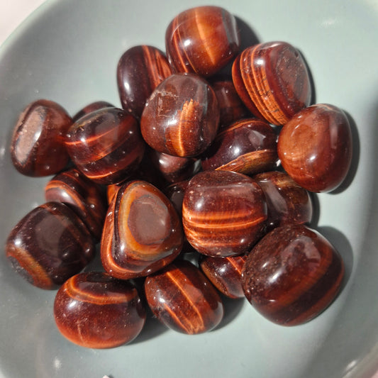Red Tigers eye tumblestones