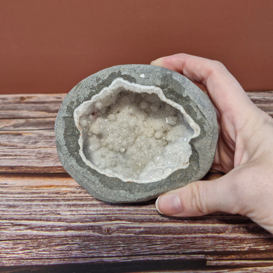 Quartz 'half egg' geode bowl