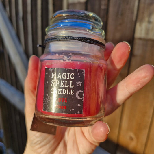 Love (rose) scented jar spell candle