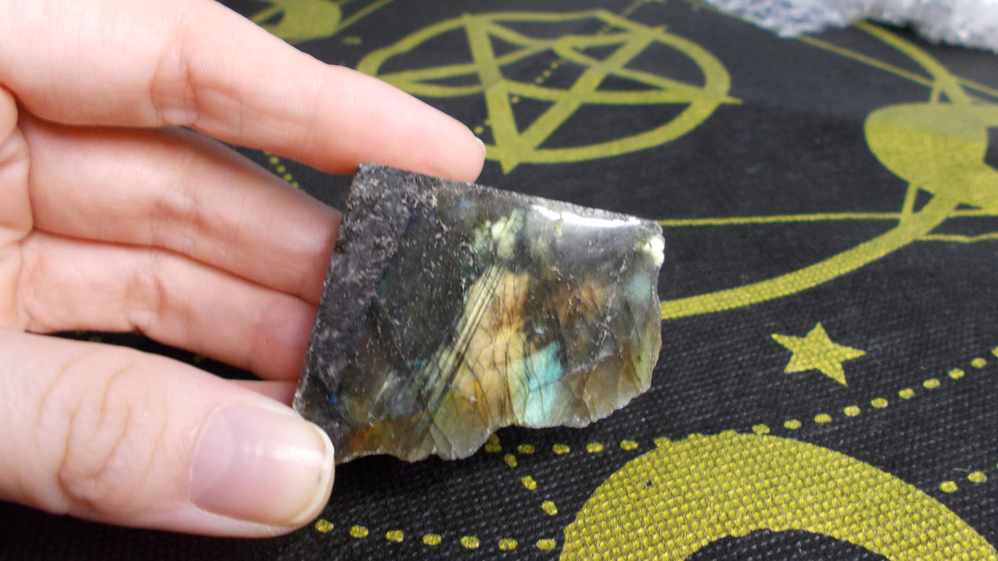 Half polished labradorite