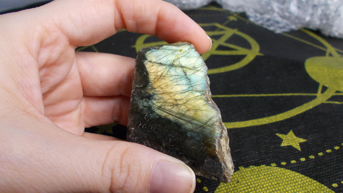 Half polished labradorite