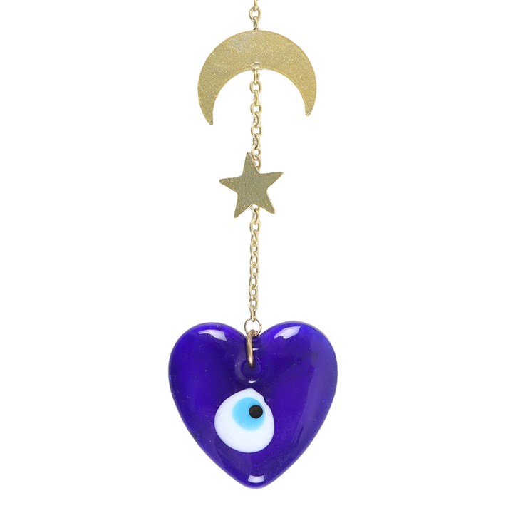 Evil Eye All Seeing Eye Glass Heart Hanging Decoration