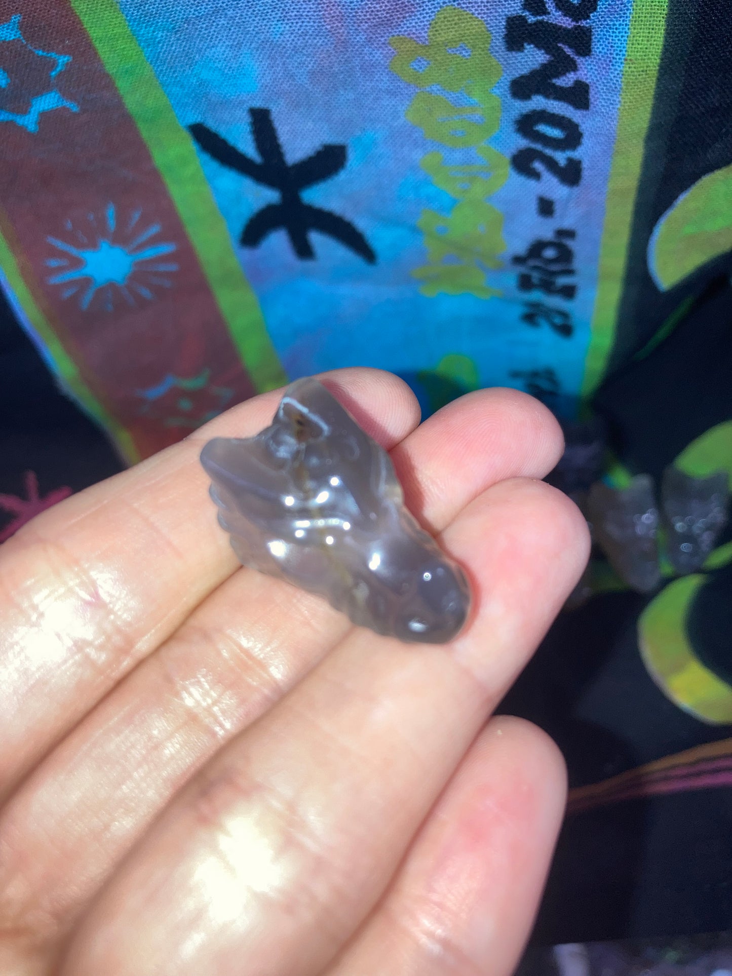 Grey Agate Mini Dragon Heads
